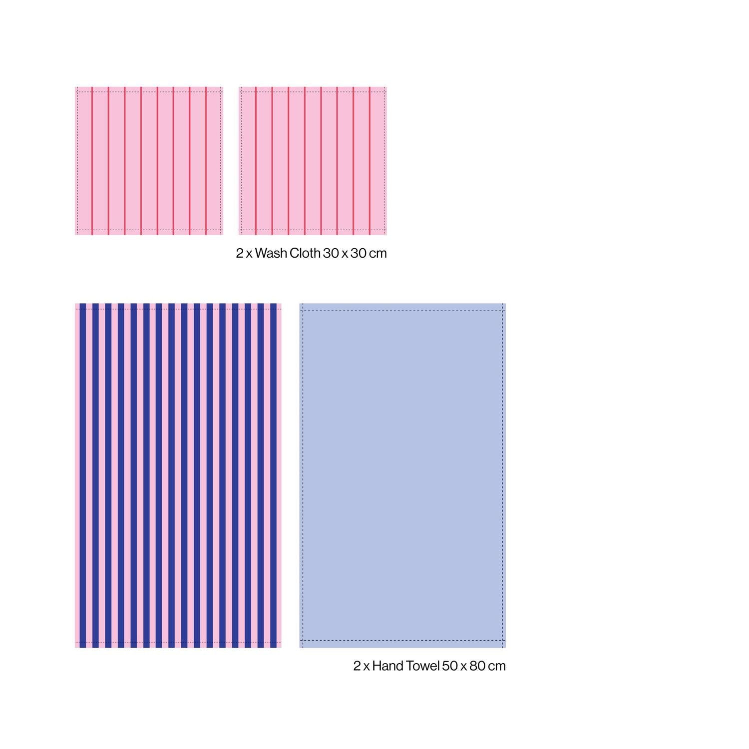 4 stk håndklæde sampak - Lavender Blue/Baby Pink & Ski Patrol/Dazzling Blue & Rose